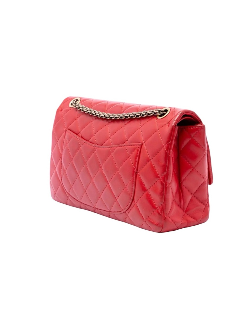 Chanel Reissue 2.55 Quilted Leather Shoulder Bag in Red with Gold Chain - Picture 3 of 7